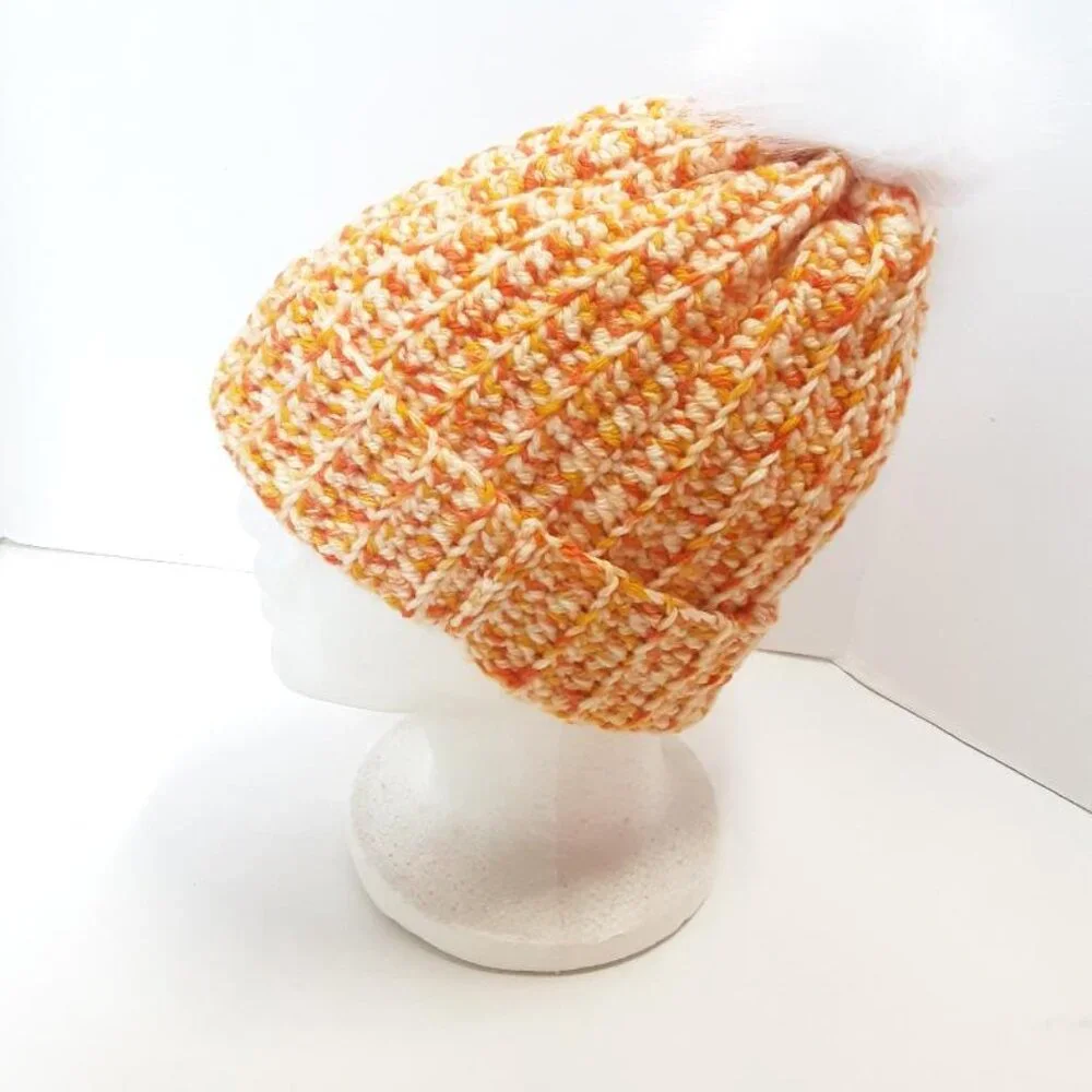 Handmade Crochet Winter Pom-Pom Beanie New - Picture 4 of 8